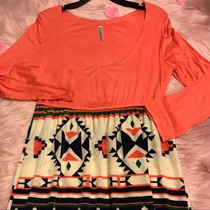 EUC Long Sleeve Aztec Dress